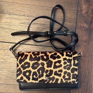 Michael Kors Animal Print Crossbody Bag - Black and Tan